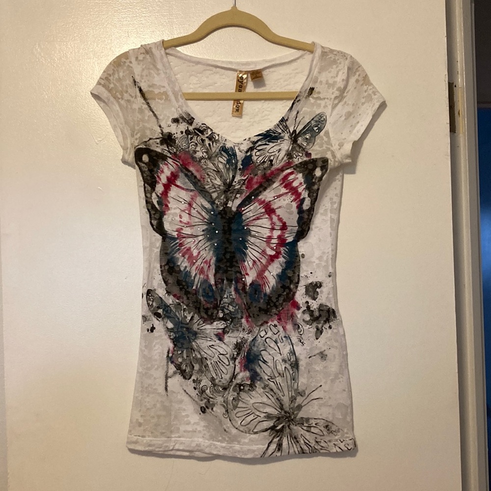 Sheer butterfly t shirt